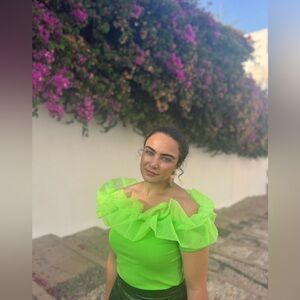 Vibrant Green Off-Shoulder Top